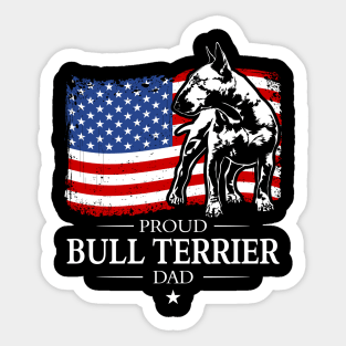 Proud Bull Terrier Dad American Flag patriotic dog Sticker